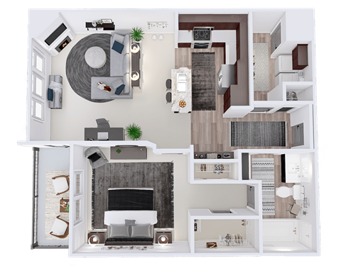 Floor plan for 1 bed, 1 bath, 862 sqft